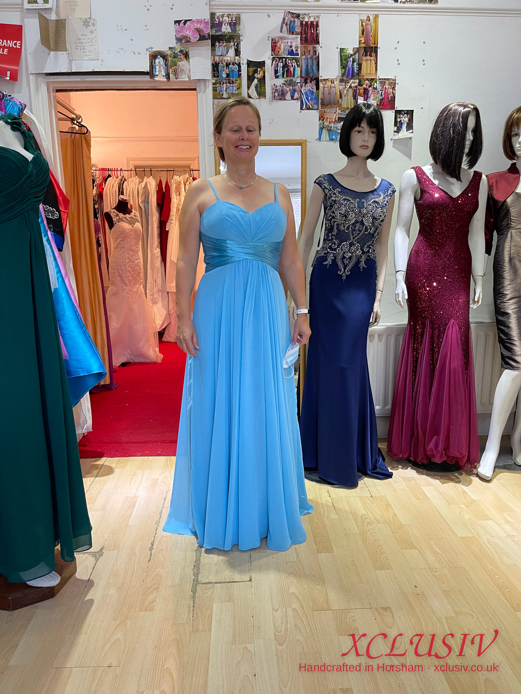 Sky Blue Chiffon Strapless Lace-Up Back Bridesmaid Dress – XCLUSIV Horsham (view 15)