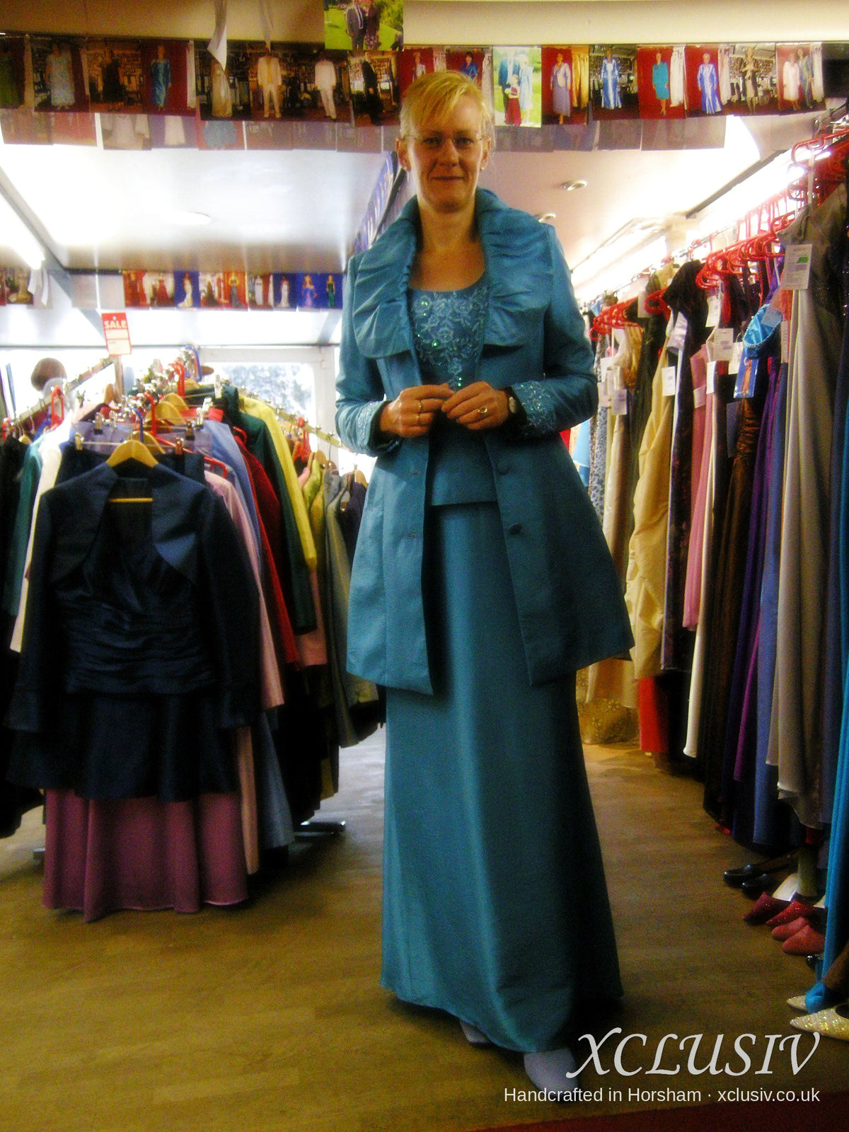 Teal Beaded Dress & Long Coat – Mother of the Bride – XCLUSIV Horsham Main image