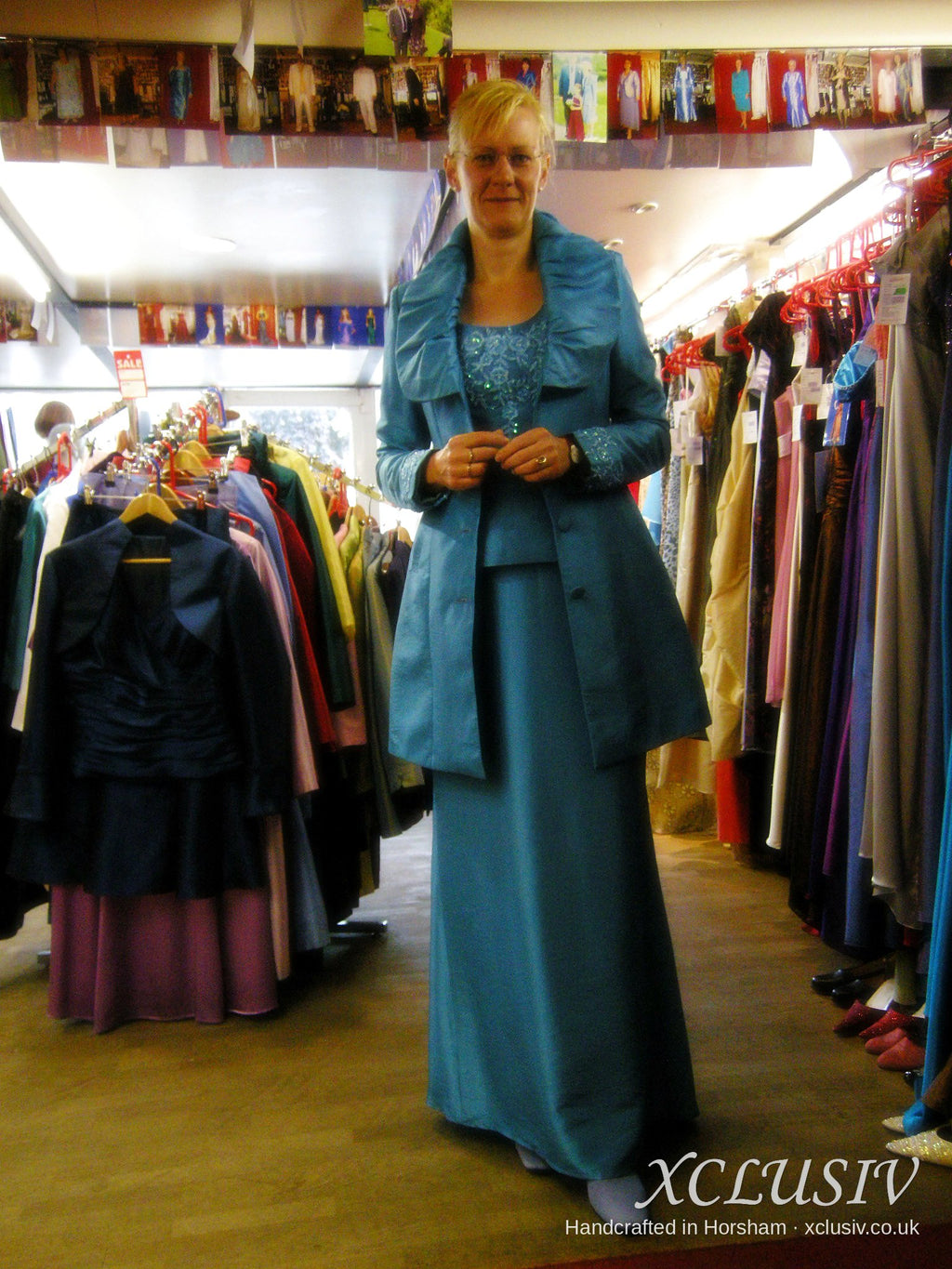 Teal Beaded Dress & Long Coat – Mother of the Bride – XCLUSIV Horsham