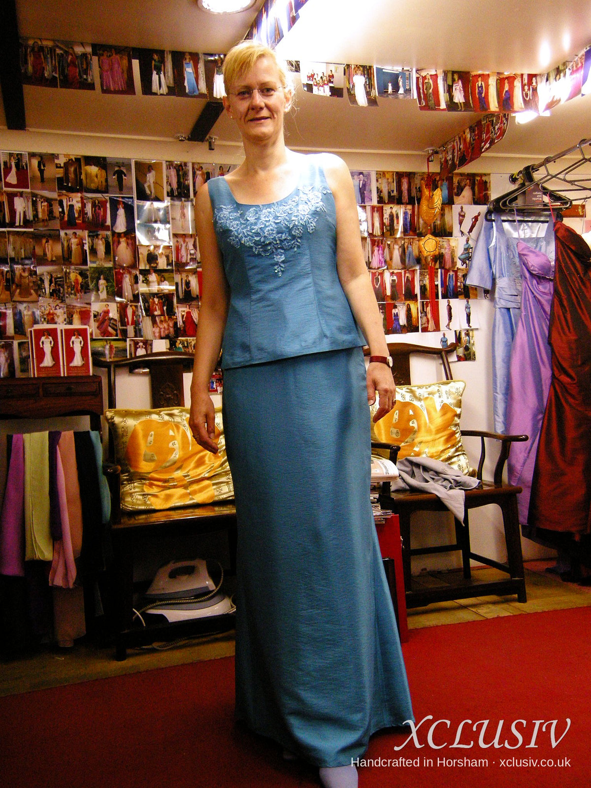 Teal Beaded Dress & Long Coat – Mother of the Bride – XCLUSIV Horsham (view 2)