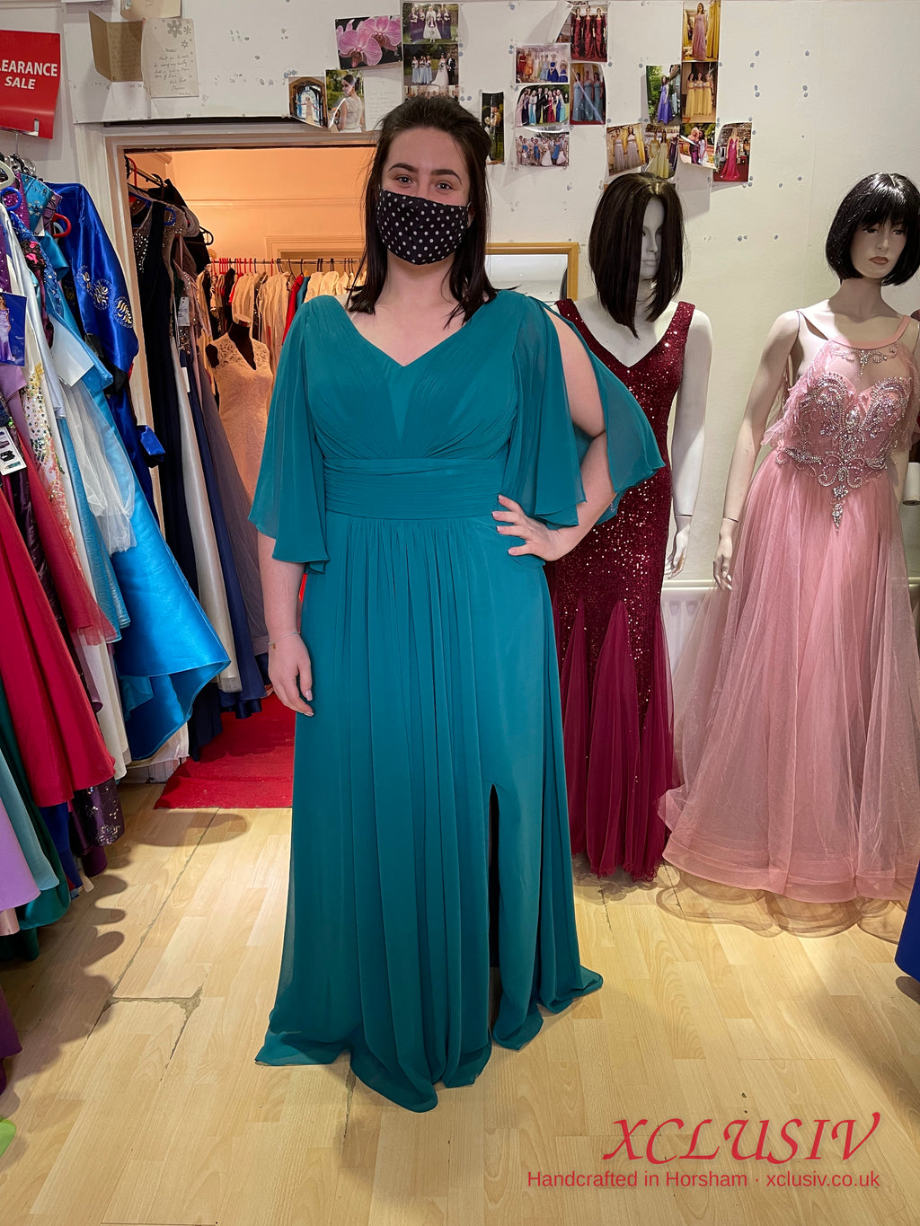 Teal Chiffon Flutter-Sleeve Prom & Evening Dress – XCLUSIV Horsham