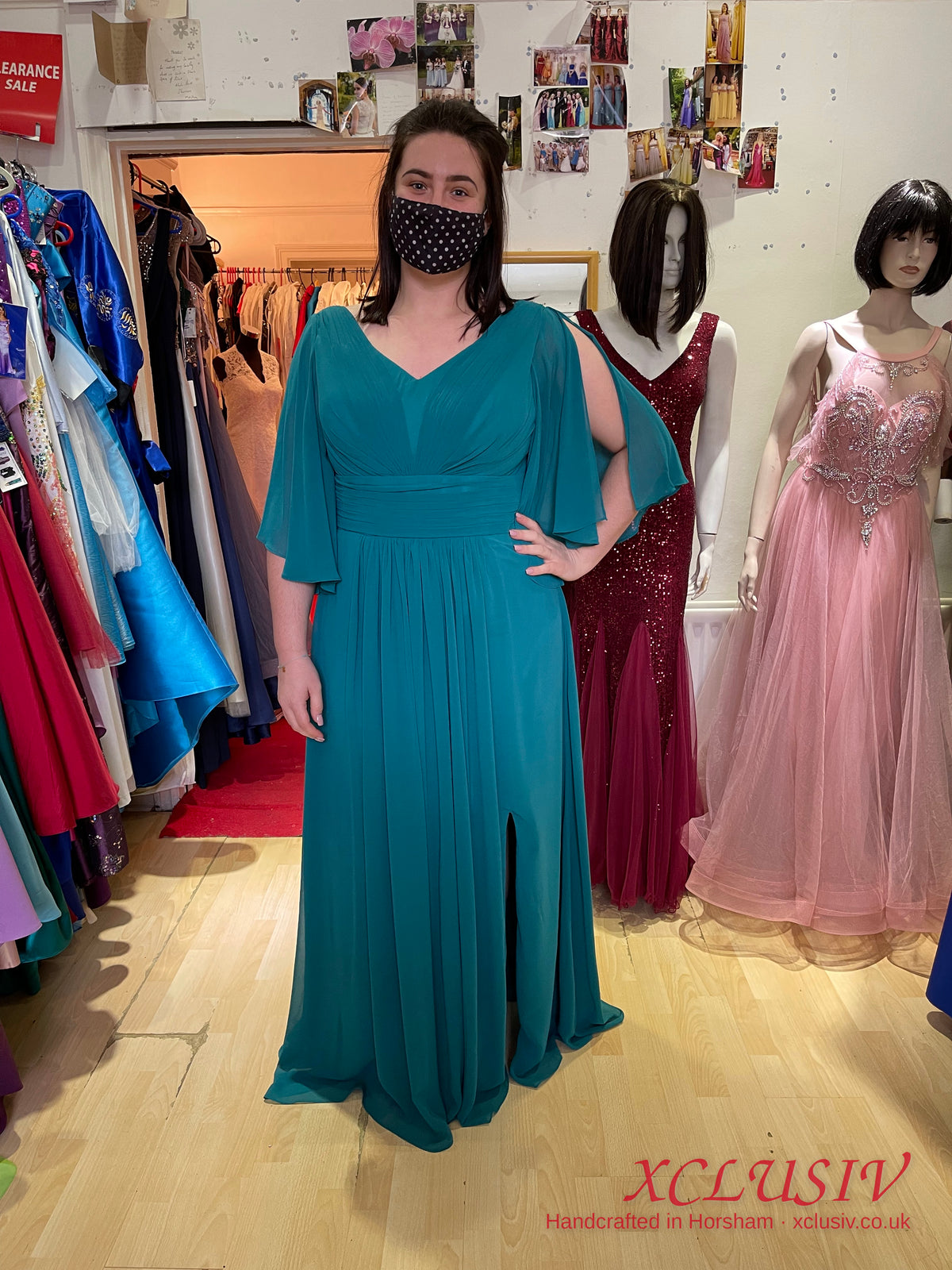 Teal Chiffon Flutter-Sleeve Prom & Evening Dress – XCLUSIV Horsham