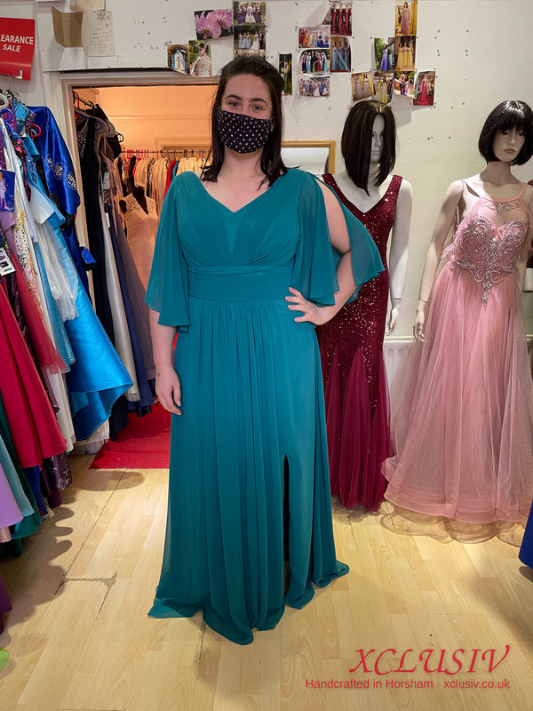 Teal Chiffon Flutter-Sleeve Prom & Evening Dress – XCLUSIV Horsham