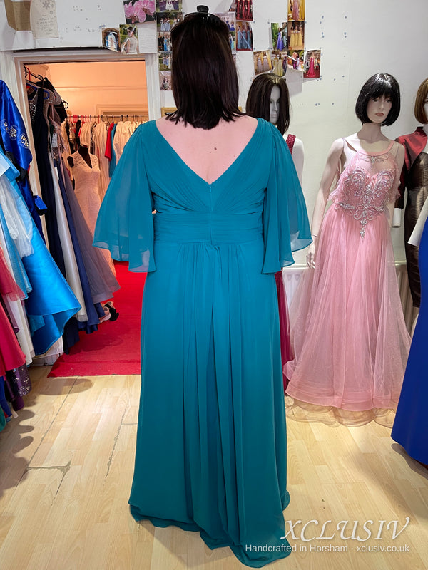 Teal Chiffon Flutter-Sleeve Prom & Evening Dress – XCLUSIV Horsham (view 2)