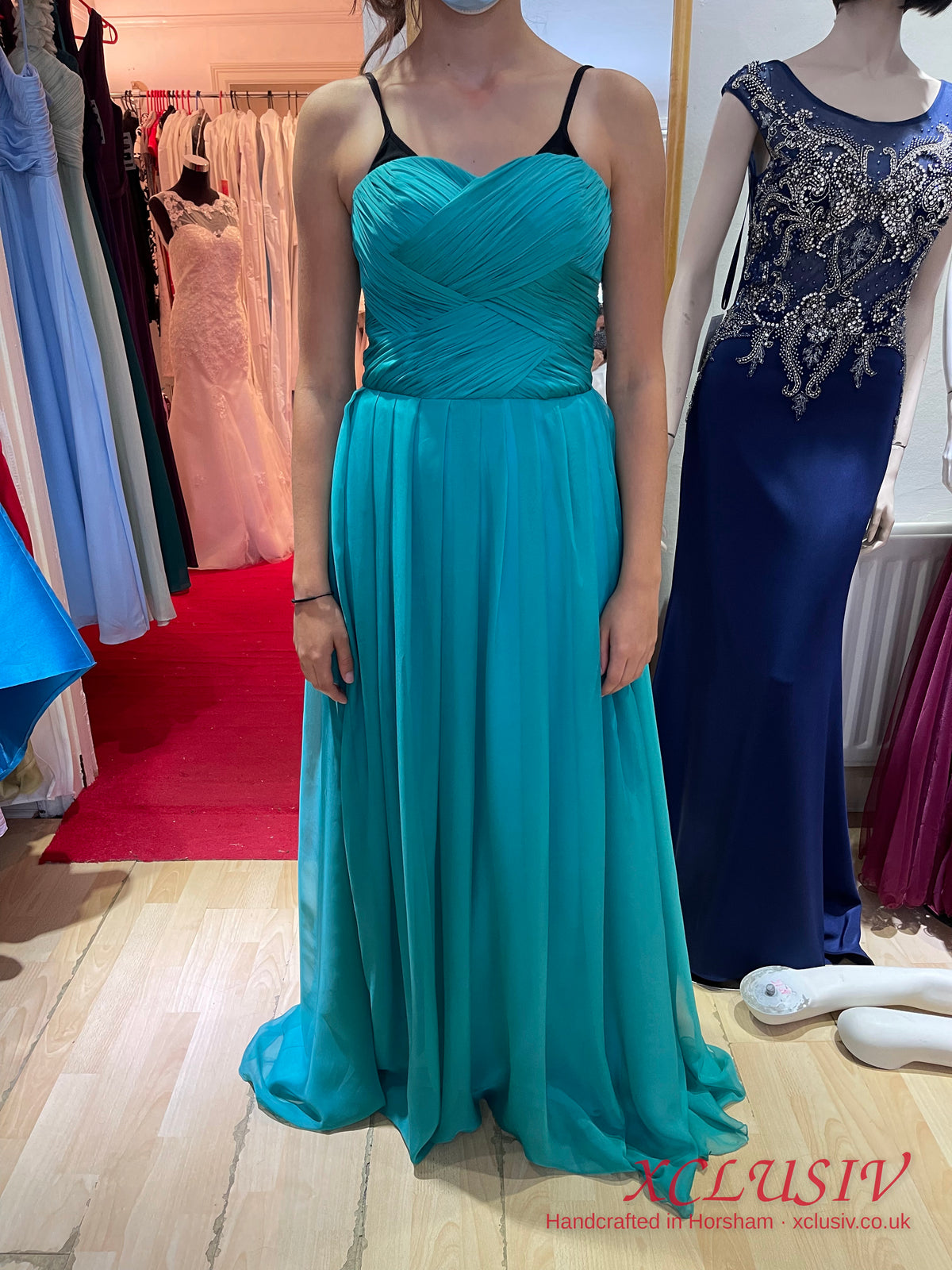 Teal Chiffon Ruched Bodice Bridesmaid Dress – XCLUSIV Horsham