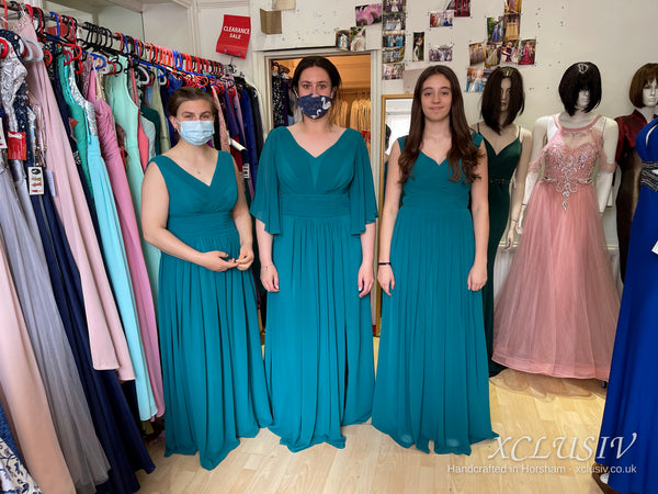 Teal Chiffon V-Neck Bridesmaid Dress – XCLUSIV Horsham (view 2)