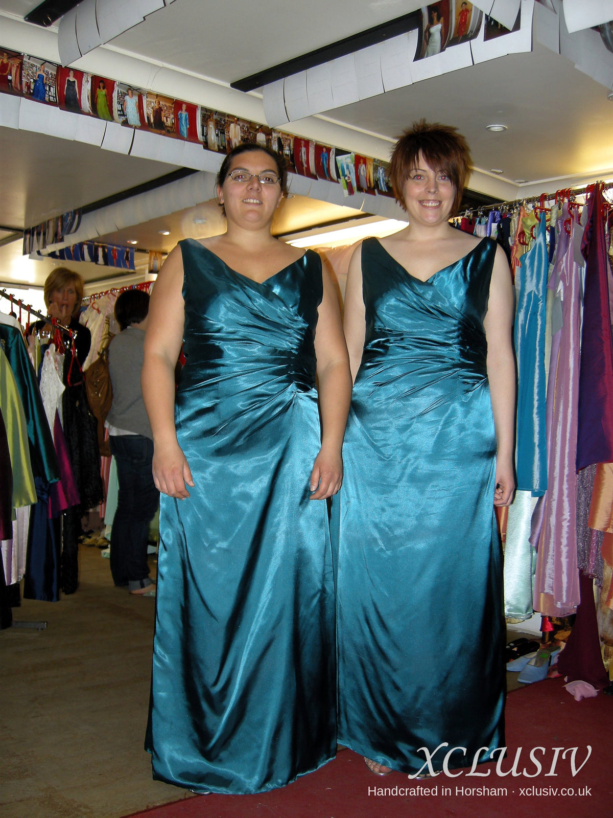 Teal Satin V-Neck Ruched Bridesmaid Dress – XCLUSIV Horsham