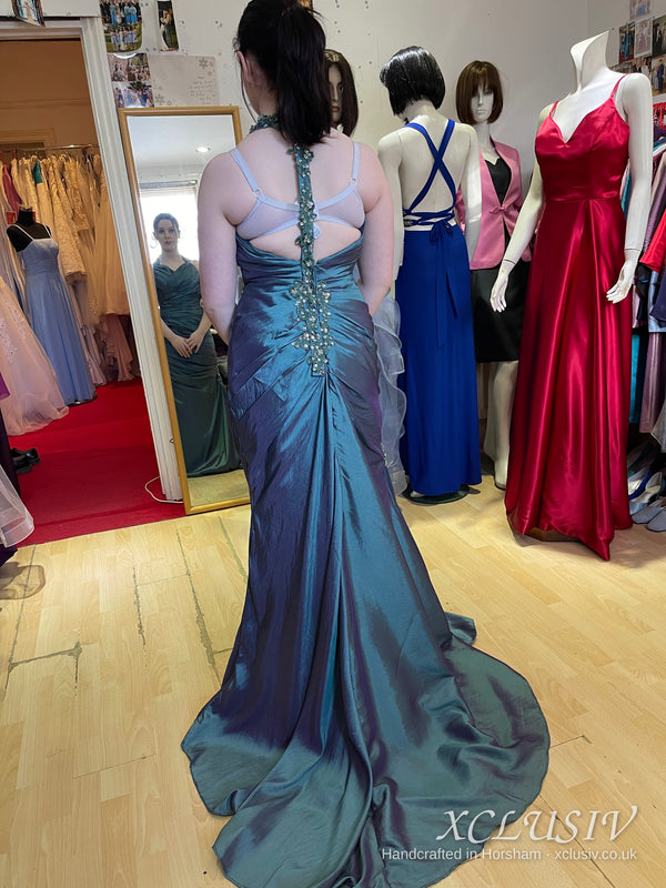 Teal Shot Taffeta Beaded-Back Mermaid Prom Dress – XCLUSIV Horsham