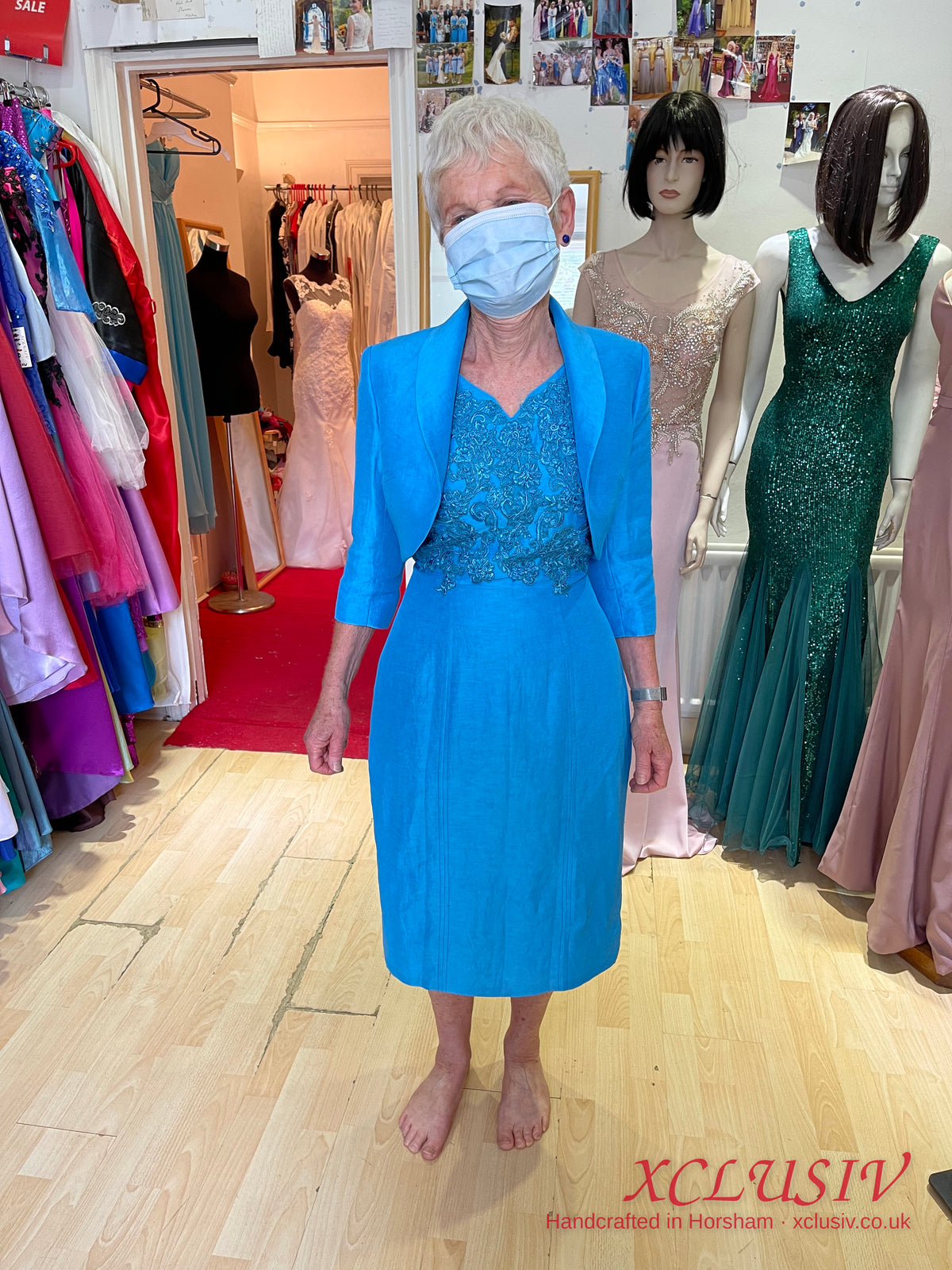 Turquoise Lace & Silk Dress with Jacket – Mother of the Bride – XCLUSIV Horsham