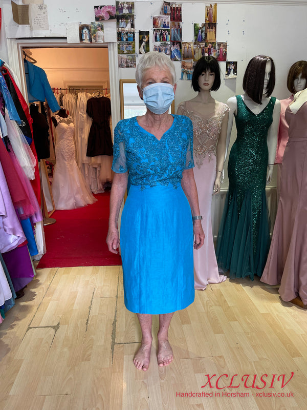 Turquoise Lace & Silk Dress with Jacket – Mother of the Bride – XCLUSIV Horsham (view 2)