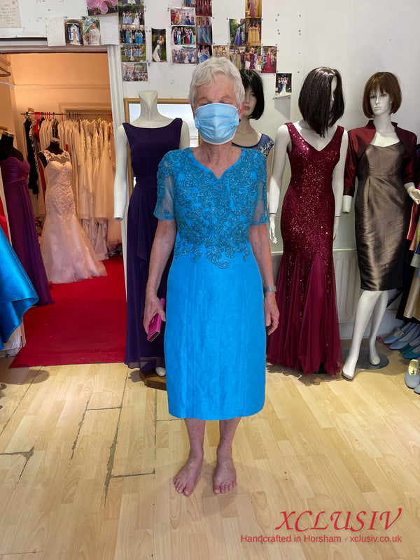 Turquoise Lace & Silk Dress with Jacket – Mother of the Bride – XCLUSIV Horsham (view 3)