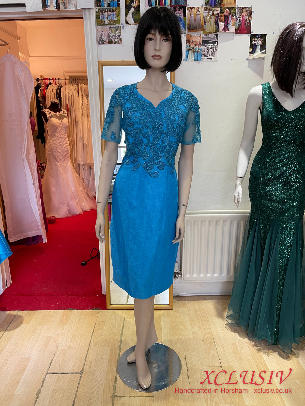 Turquoise Lace & Silk Shift Dress – Mother of the Bride – XCLUSIV Horsham Main image