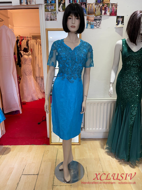 Turquoise Lace & Silk Shift Dress – Mother of the Bride – XCLUSIV Horsham