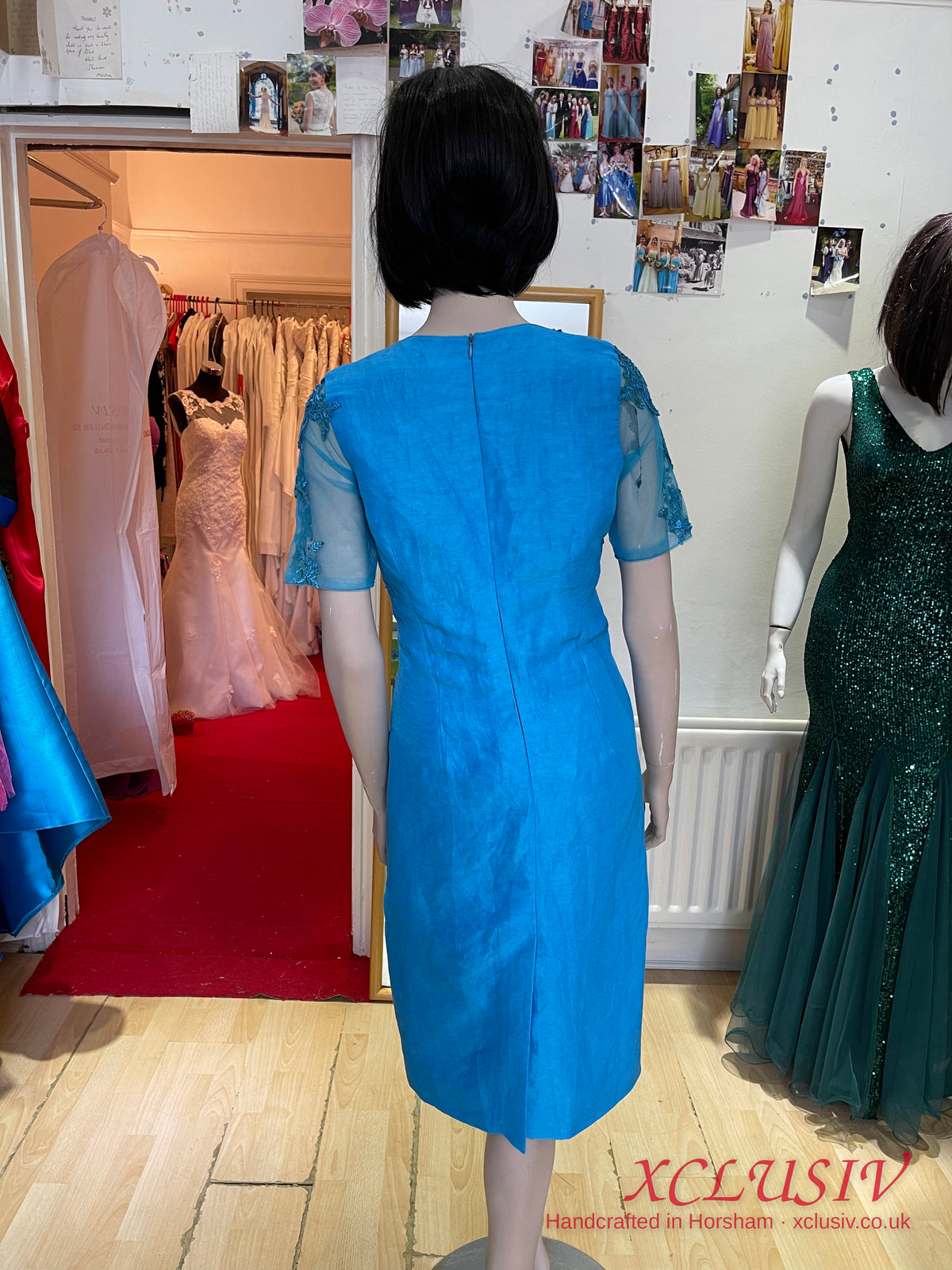 Turquoise Lace & Silk Shift Dress – Mother of the Bride – XCLUSIV Horsham (view 4)