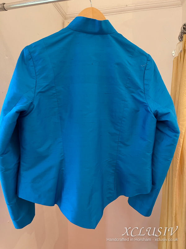 Turquoise Silk Jacket with Frog Buttons – Mother of the Bride – XCLUSIV Horsham (view 2)