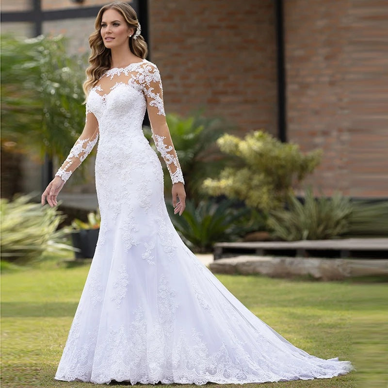 2026 Exquisite Long-Sleeve Lace Mermaid Wedding Gown （Bespoke Available) Main image