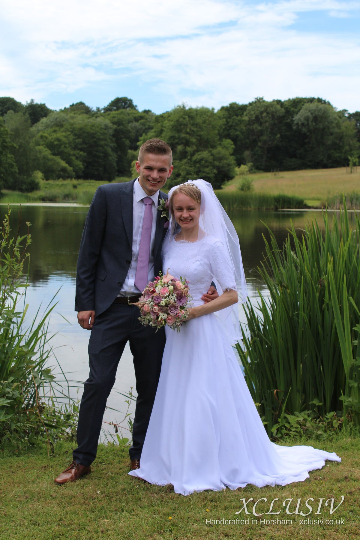 Modest White Chiffon Short-Sleeve Wedding Dress – XCLUSIV Horsham