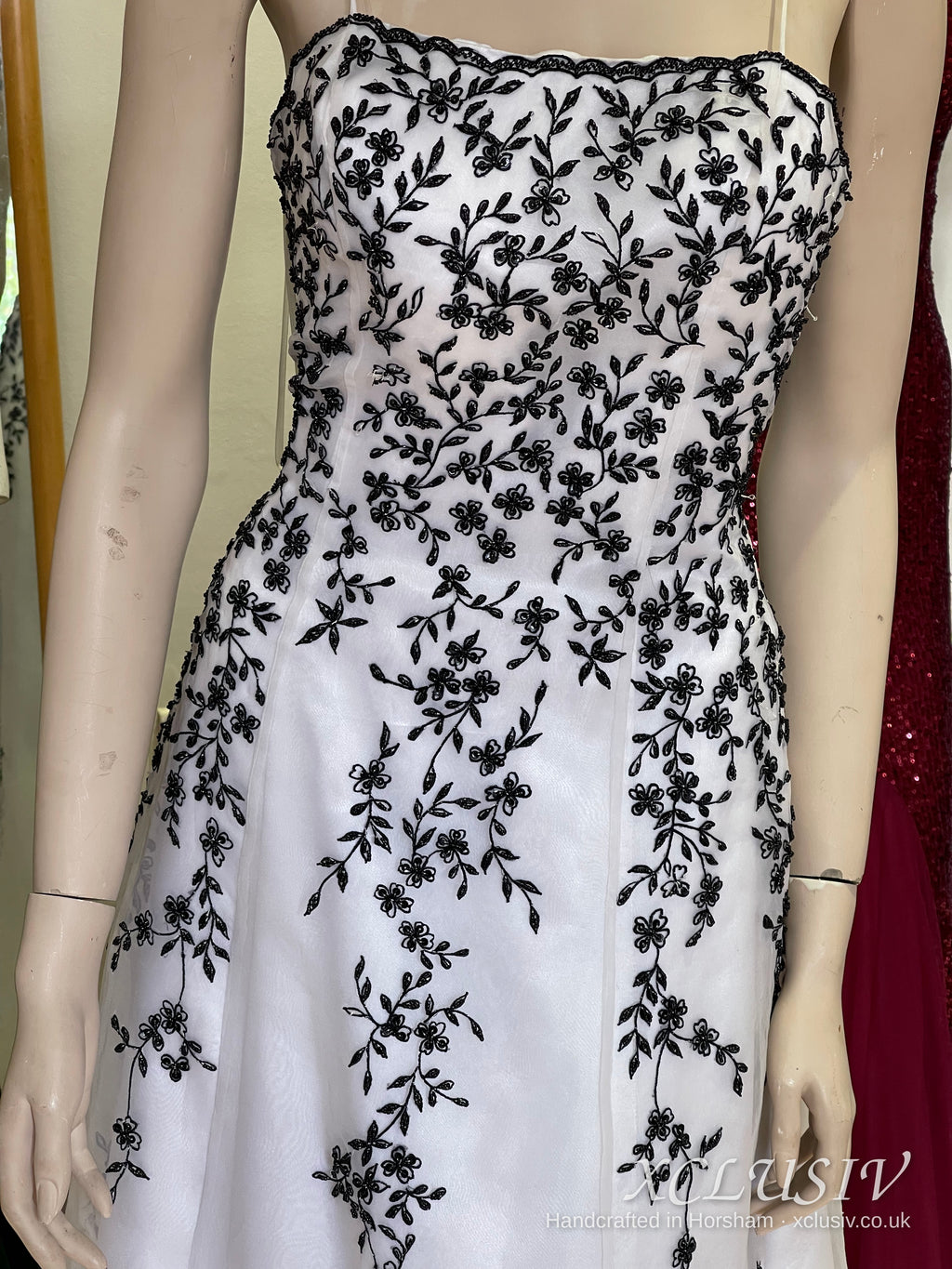 White Tulle Black Embroidered Prom Dress – XCLUSIV Horsham (view 2)