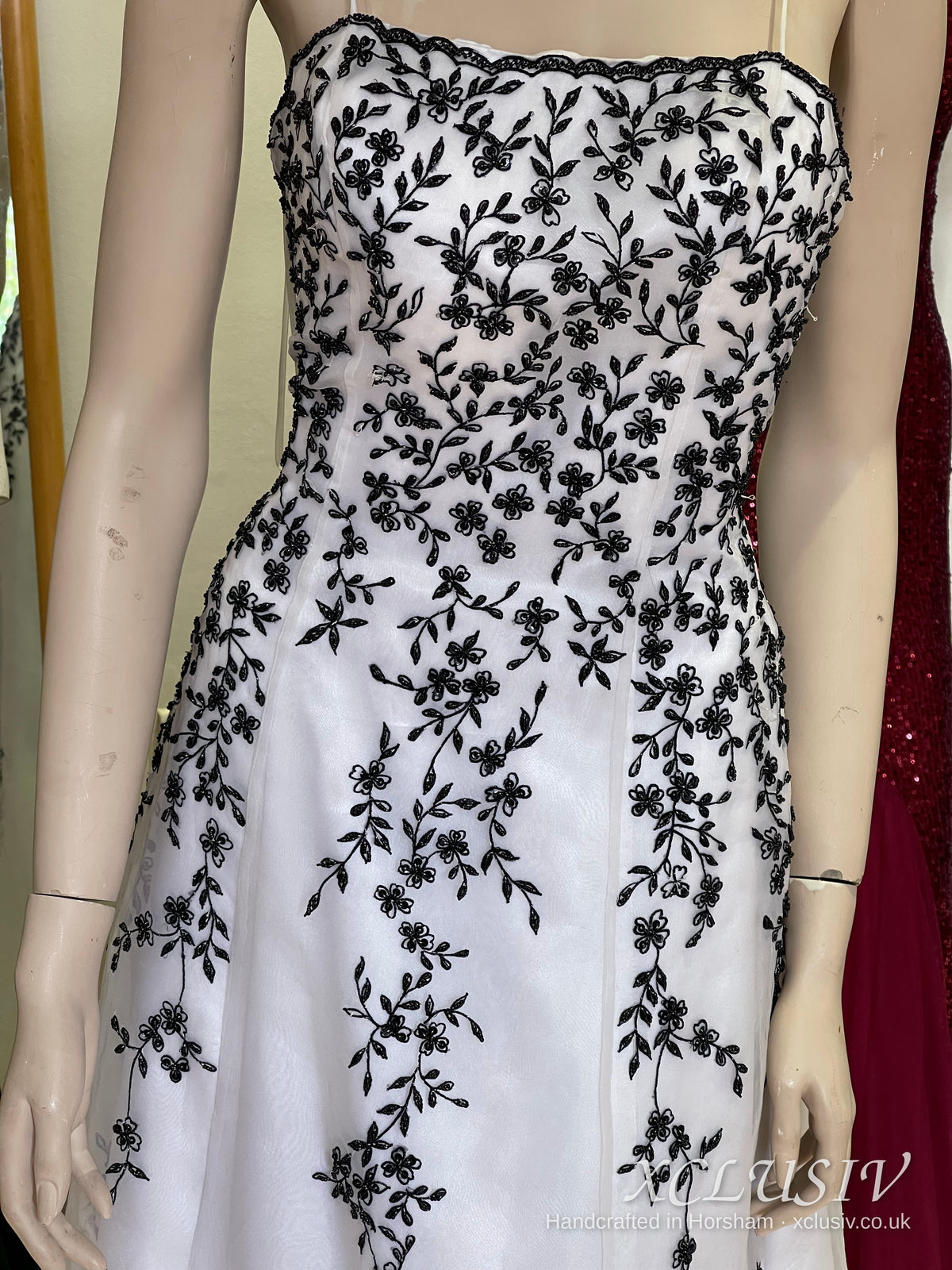 White Tulle Black Embroidered Prom Dress – XCLUSIV Horsham (view 2)