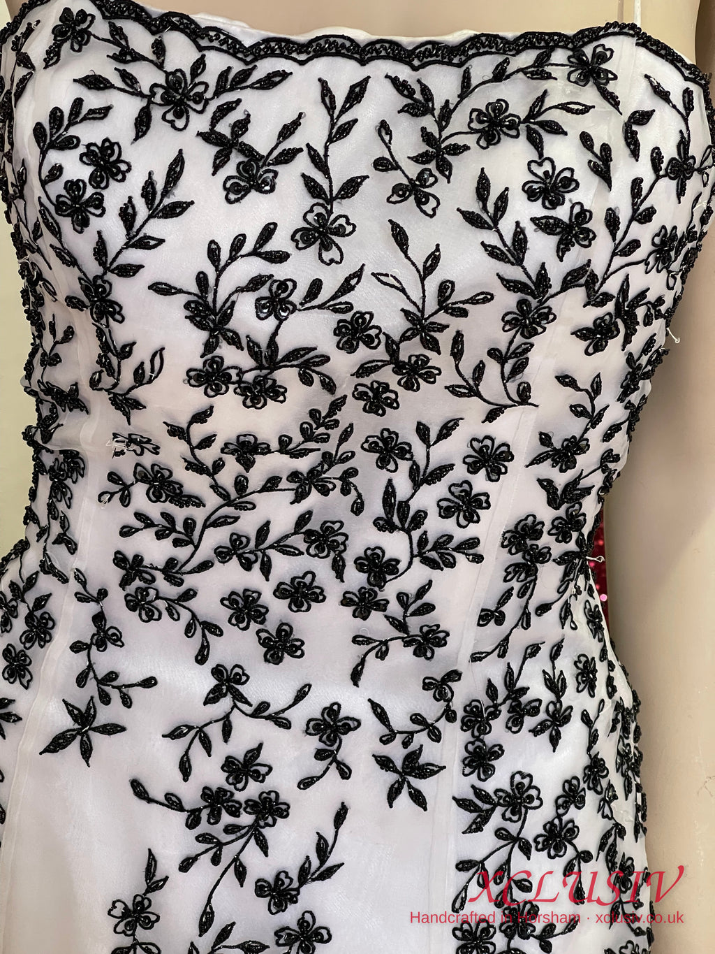 White Tulle Black Embroidered Prom Dress – XCLUSIV Horsham (view 3)
