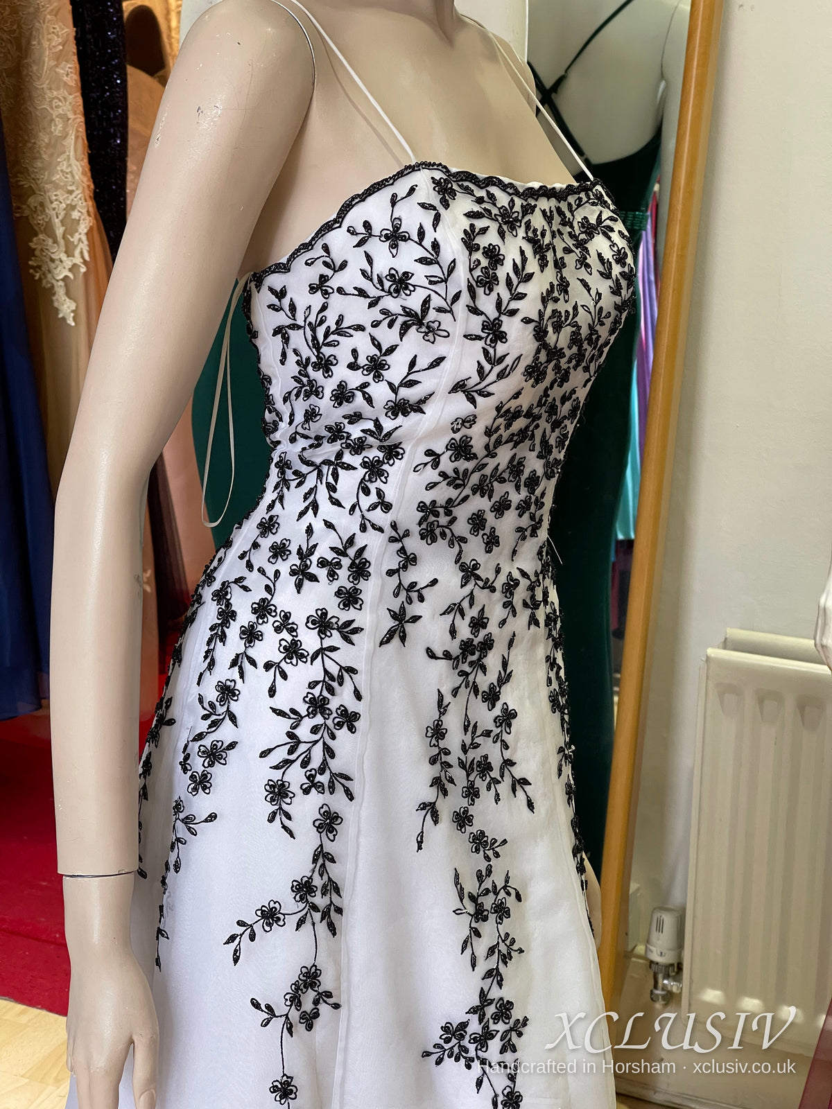White Tulle Black Embroidered Prom Dress – XCLUSIV Horsham (view 4)