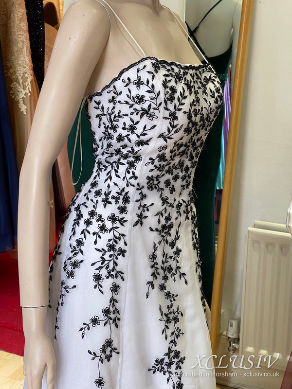 White Tulle Black Embroidered Prom Dress – XCLUSIV Horsham (view 4)