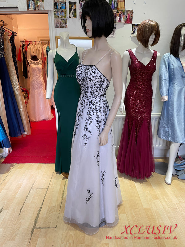 White Tulle Black Embroidered Prom Dress – XCLUSIV Horsham (view 6)