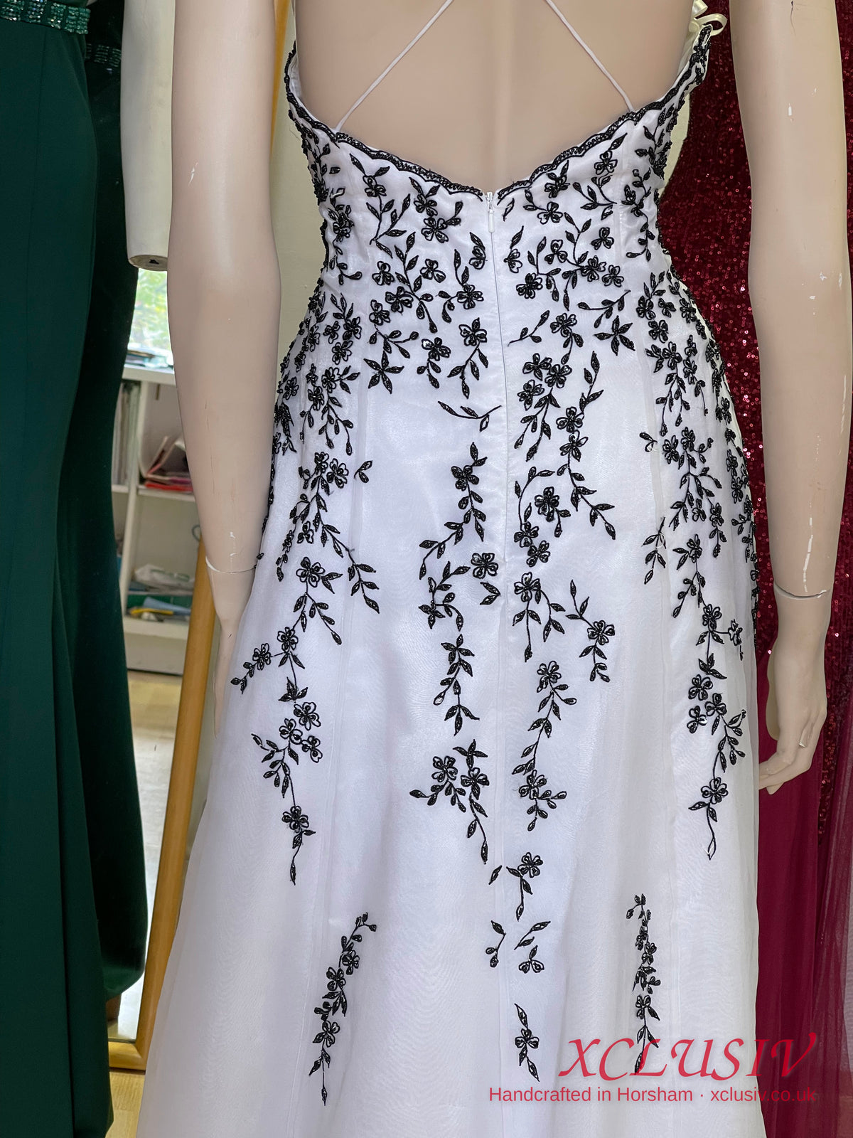 White Tulle Black Embroidered Prom Dress – XCLUSIV Horsham (view 10)