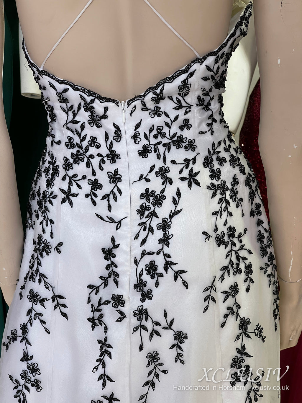 White Tulle Black Embroidered Prom Dress – XCLUSIV Horsham (view 12)