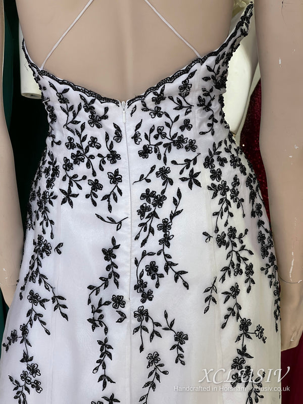 White Tulle Black Embroidered Prom Dress – XCLUSIV Horsham (view 12)