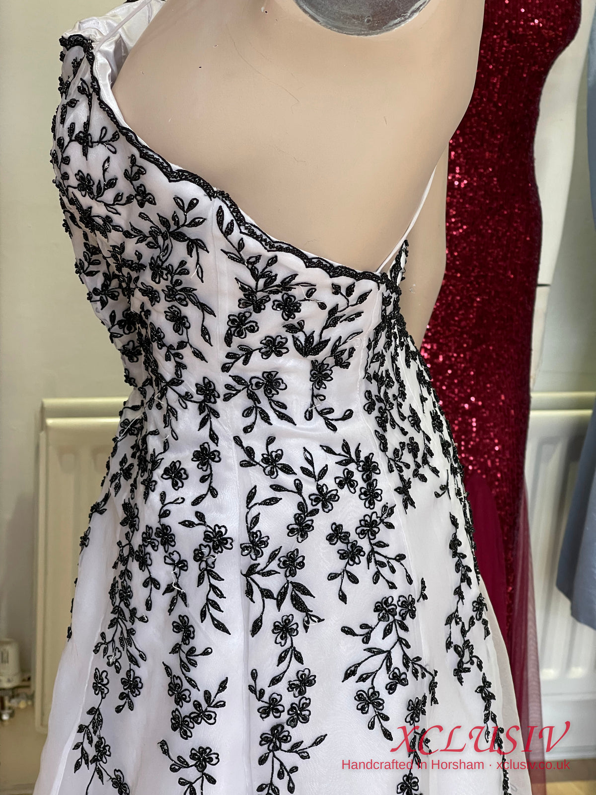 White Tulle Black Embroidered Prom Dress – XCLUSIV Horsham (view 13)
