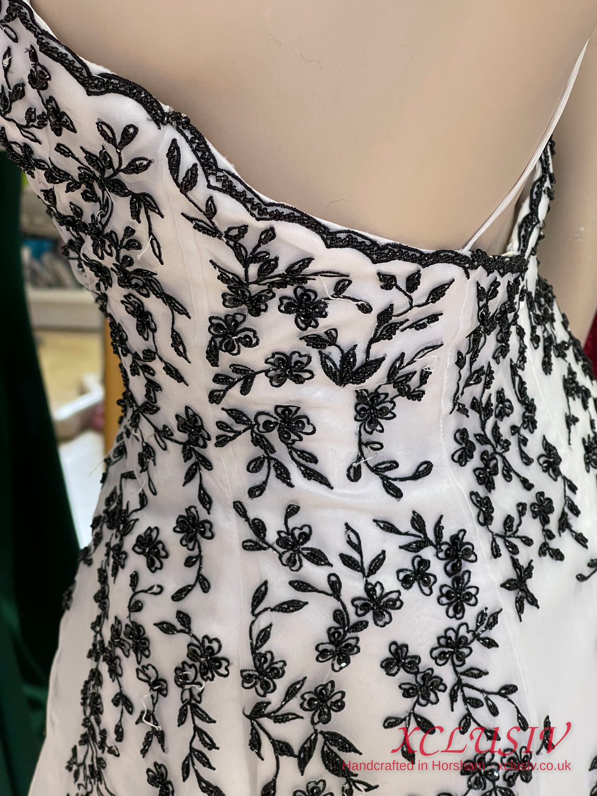 White Tulle Black Embroidered Prom Dress – XCLUSIV Horsham (view 14)