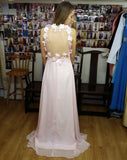 backless chiffon prom dress