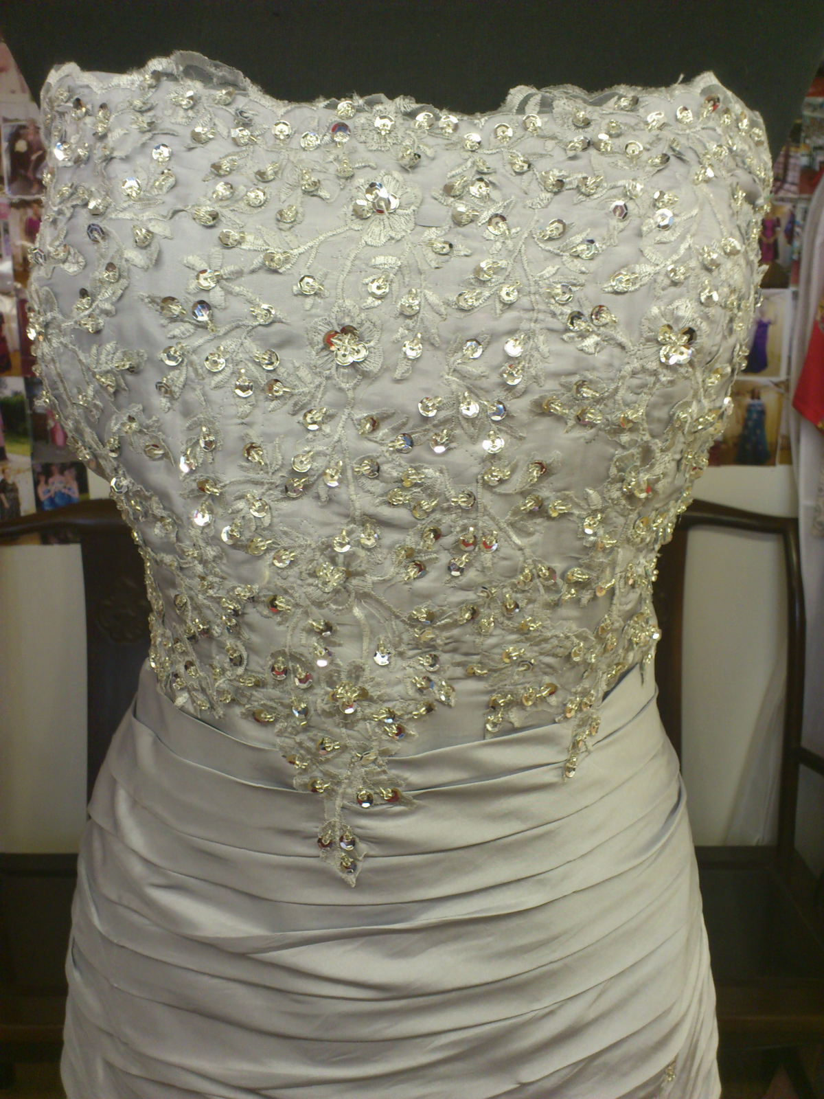 Embroidered silver silk dress - XCLUSIV West Sussex