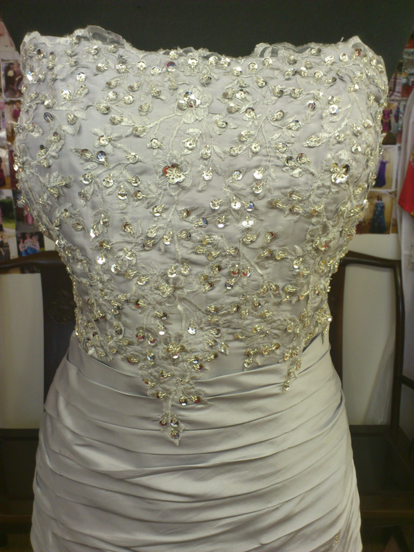 Embroidered silver silk dress - XCLUSIV West Sussex