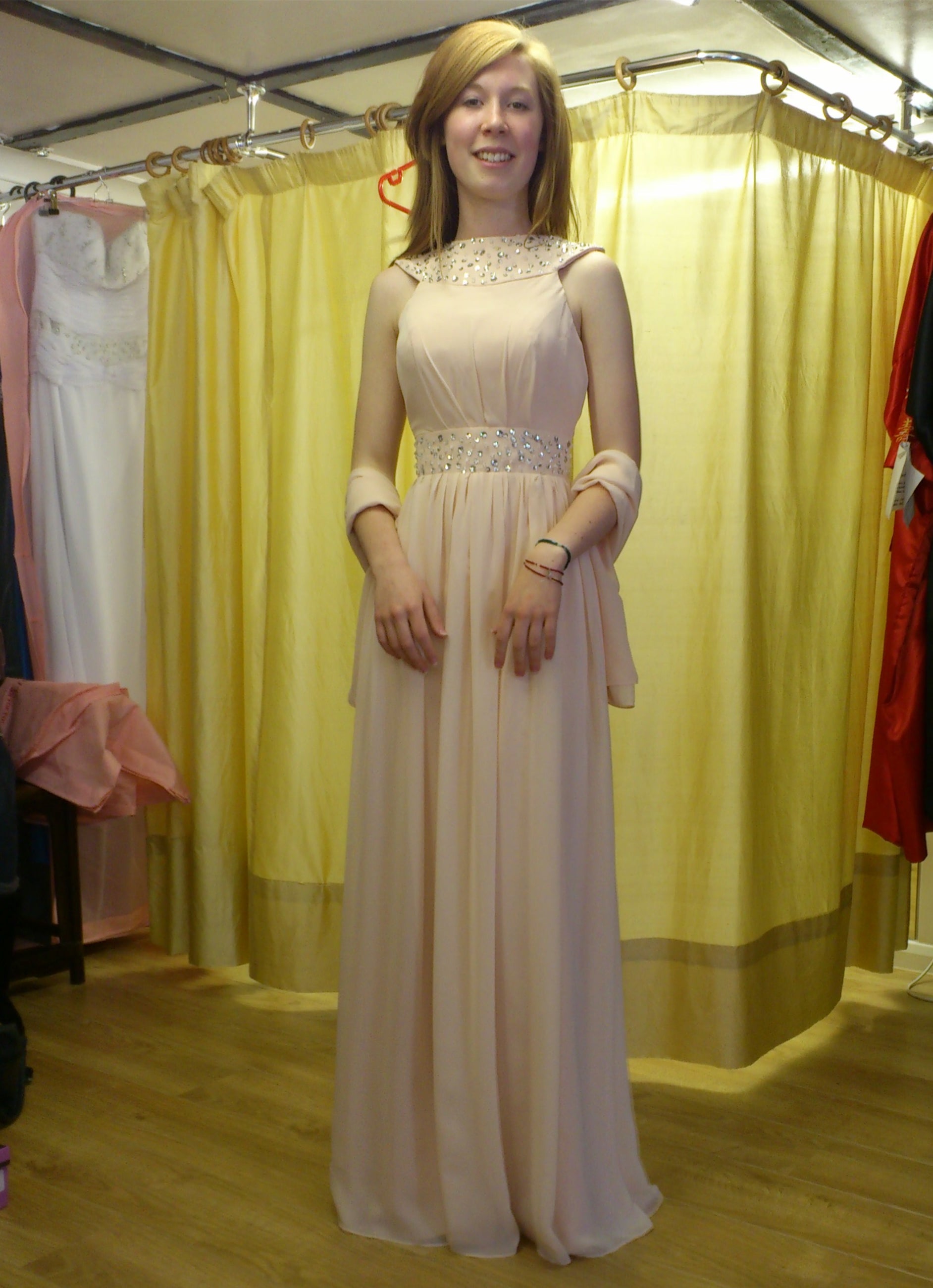 Blush Chiffon Prom Dress with Jewelled Neckline Secondary image