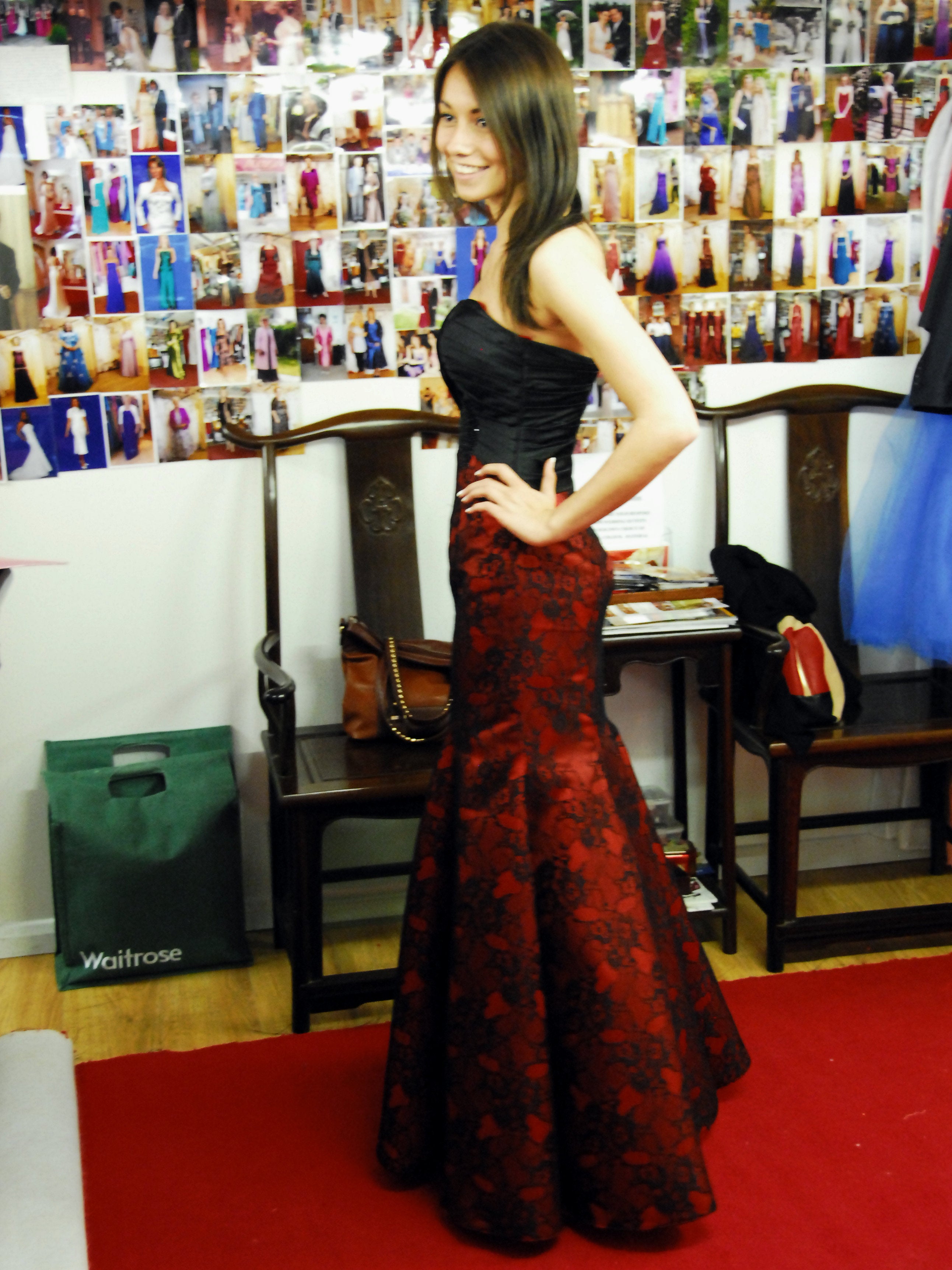 Black & Red Lace Fishtail Prom Dress Secondary image