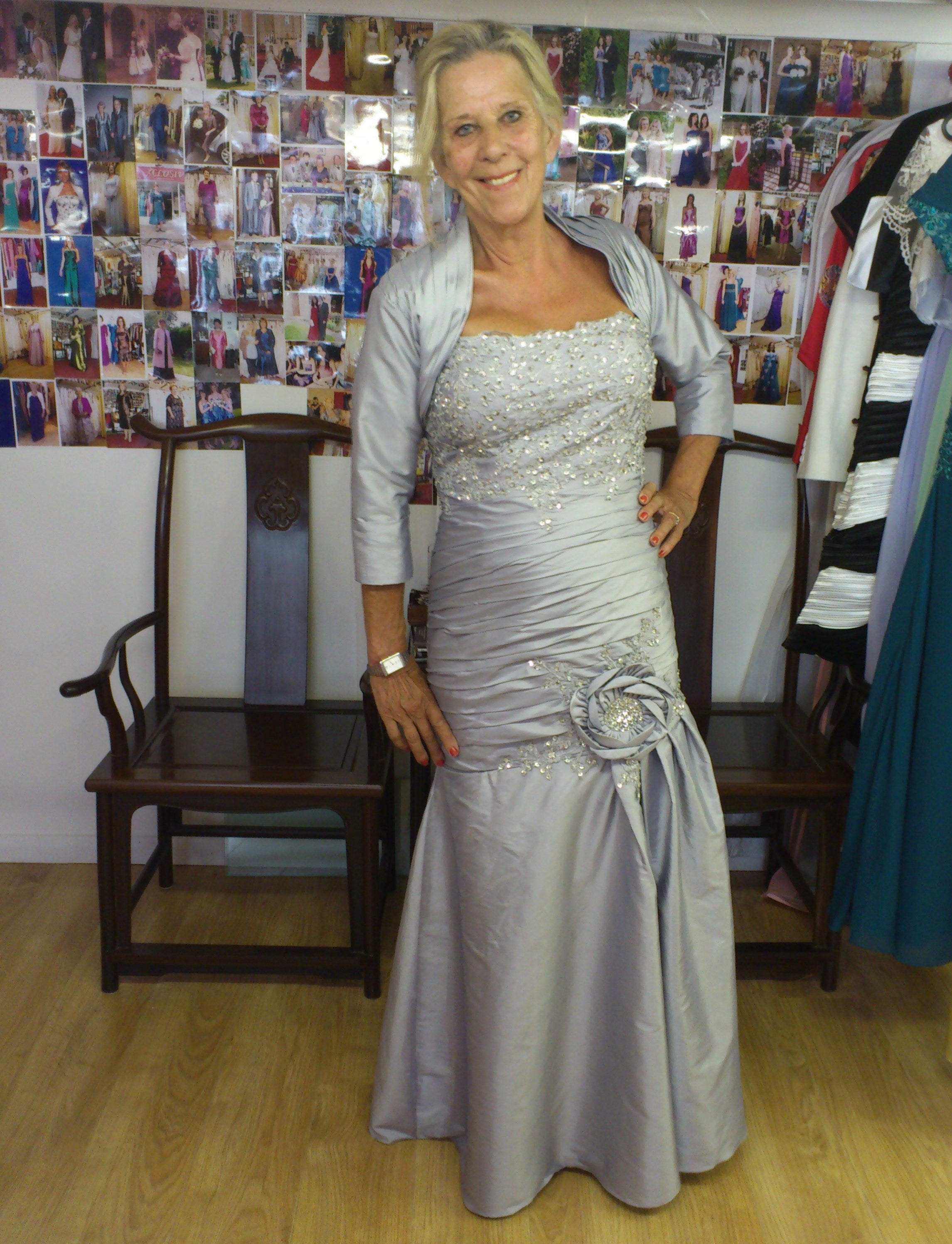 Bespoke Silver Dupion Silk Fishtail Dress & Bolero Secondary image