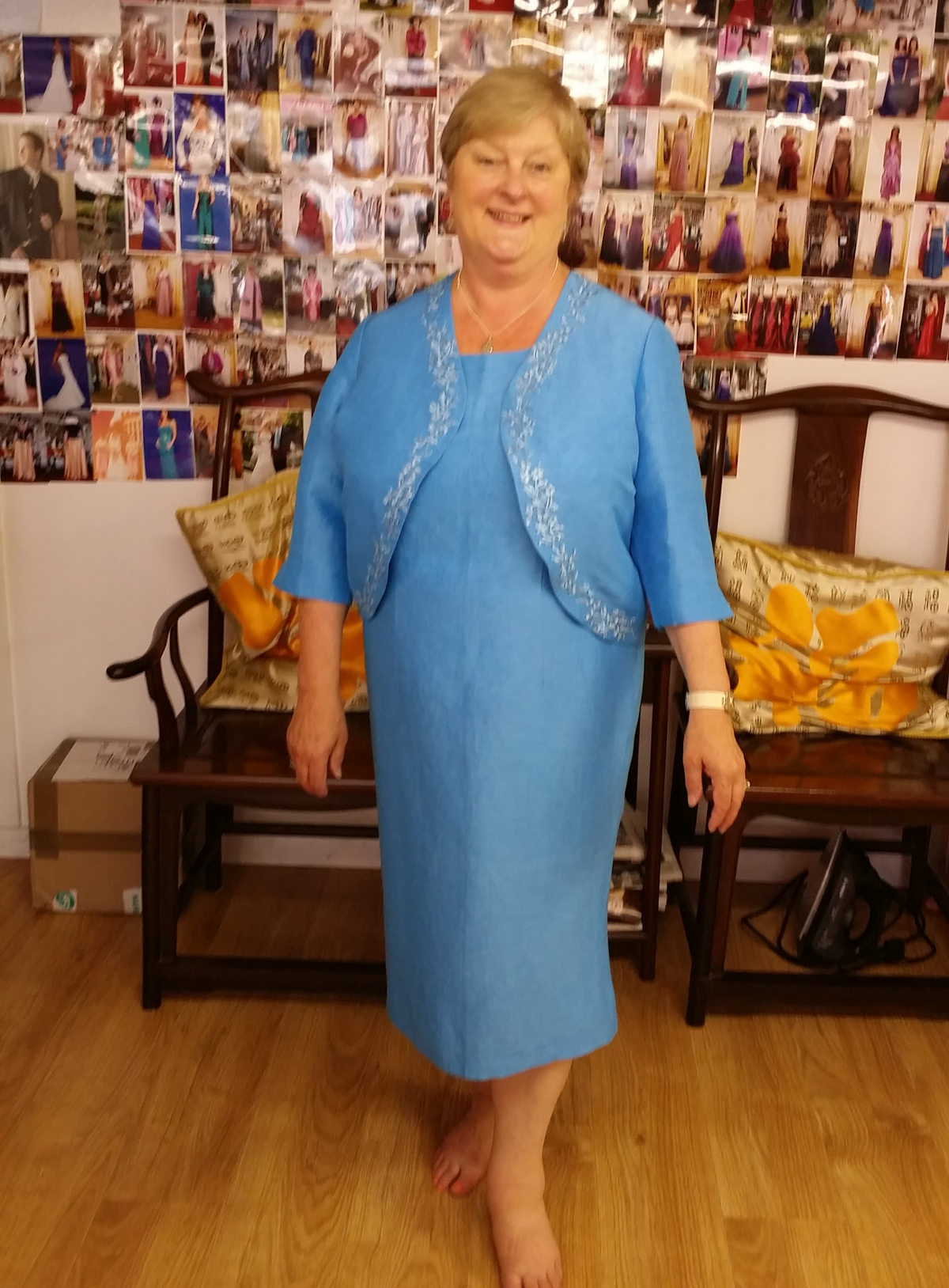 Lady guest linen dress with embroidered bolero - XCLUSIV Horsham